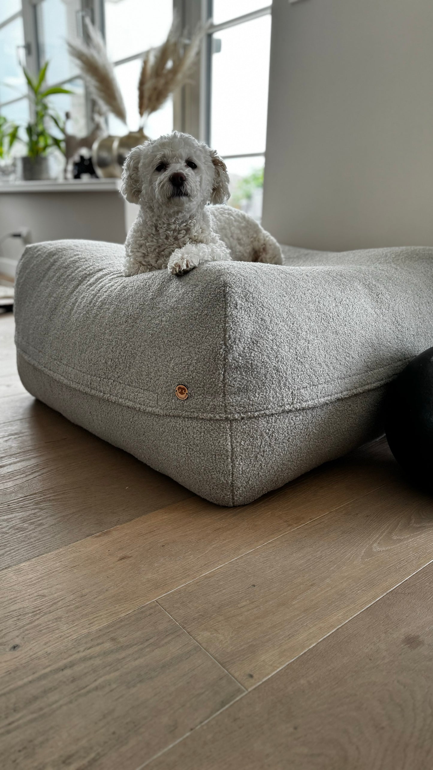 Sale - Bezug für Dozzy Pouf M - Teddystoff hellgrau