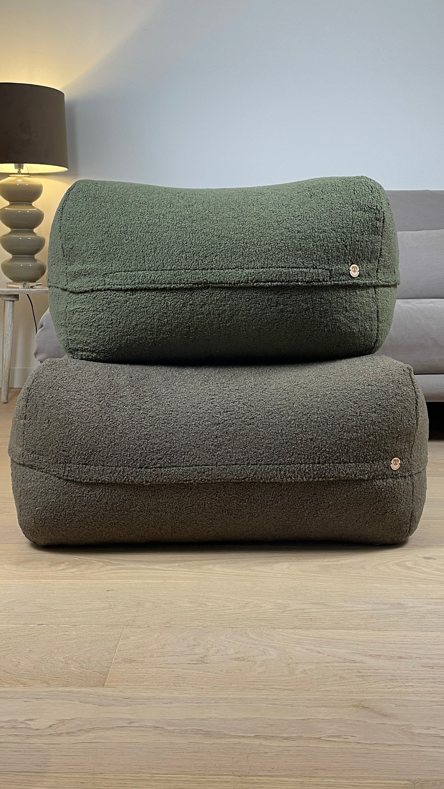 Sale - Bezug für Dozzy Pouf S - Teddystoff Olive/Khaki