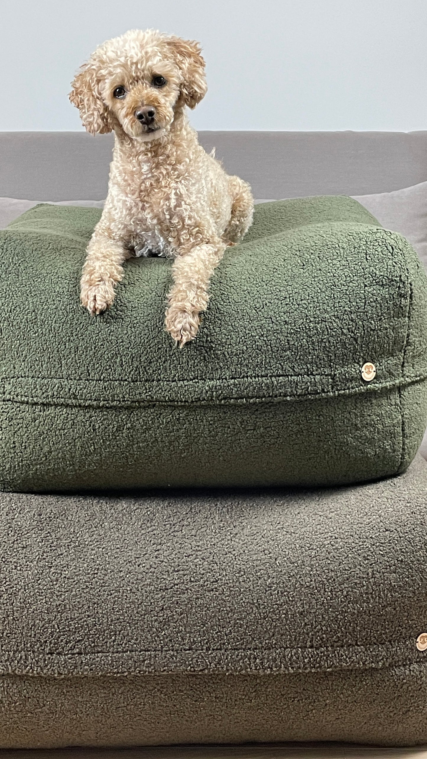 Sale - Bezug für Dozzy Pouf S - Teddystoff Olive/Khaki