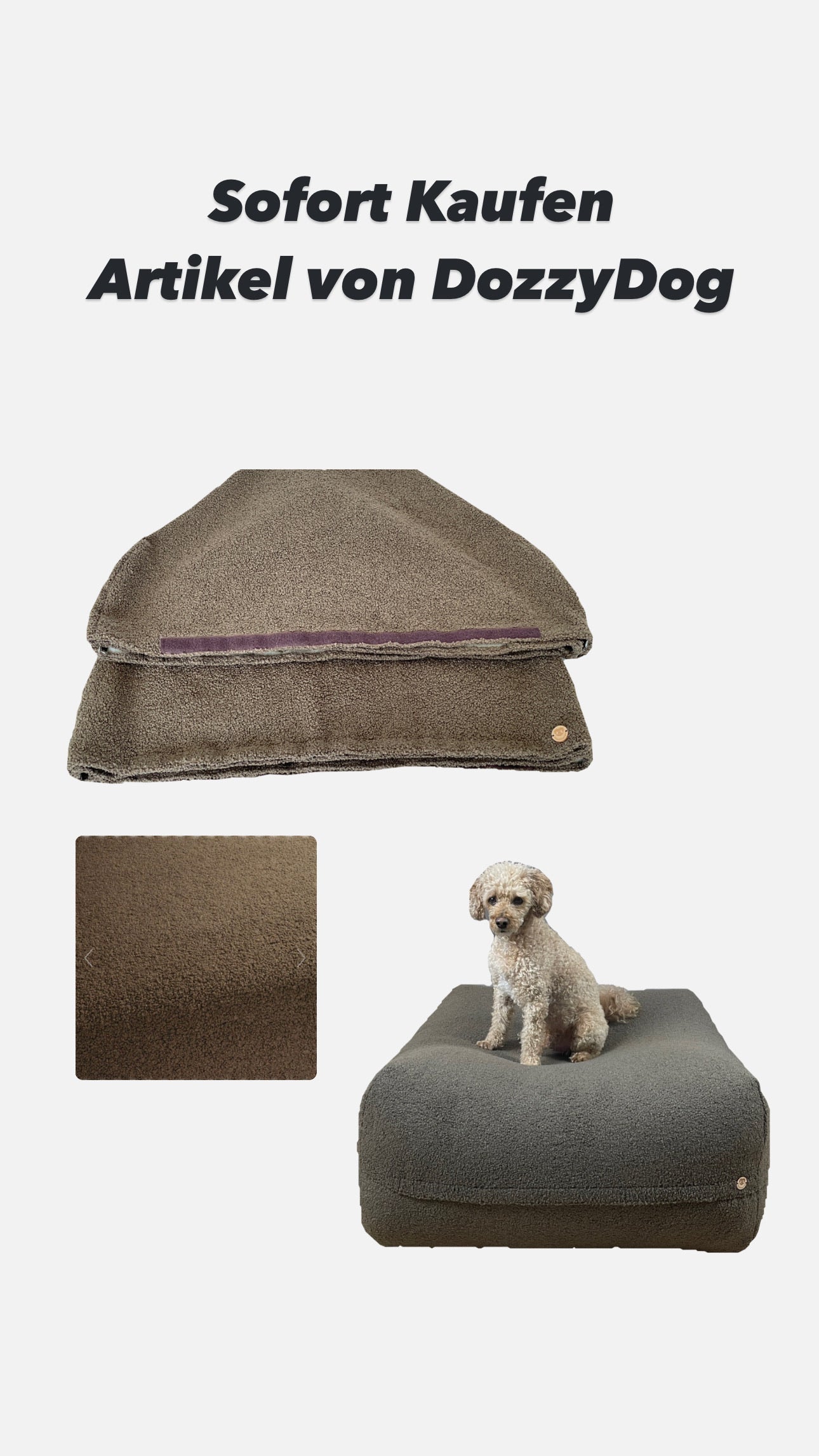 Sale - Bezug für Dozzy Pouf M - Teddystoff Schokobraun