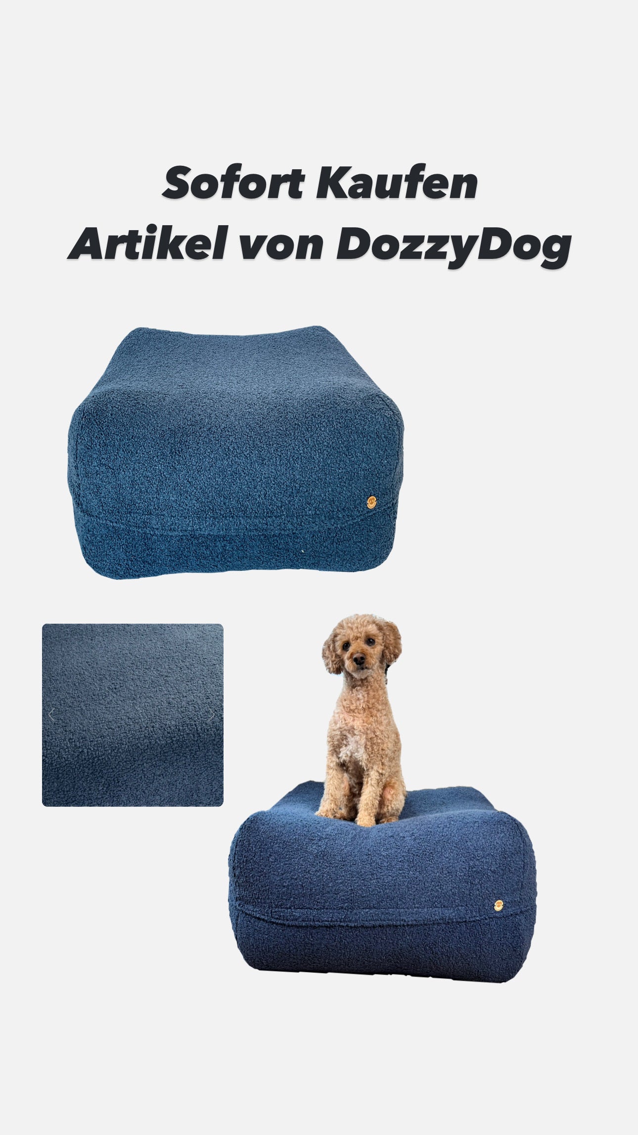 Sale - Bezug für Dozzy Pouf S - Teddystoff dunkelblau