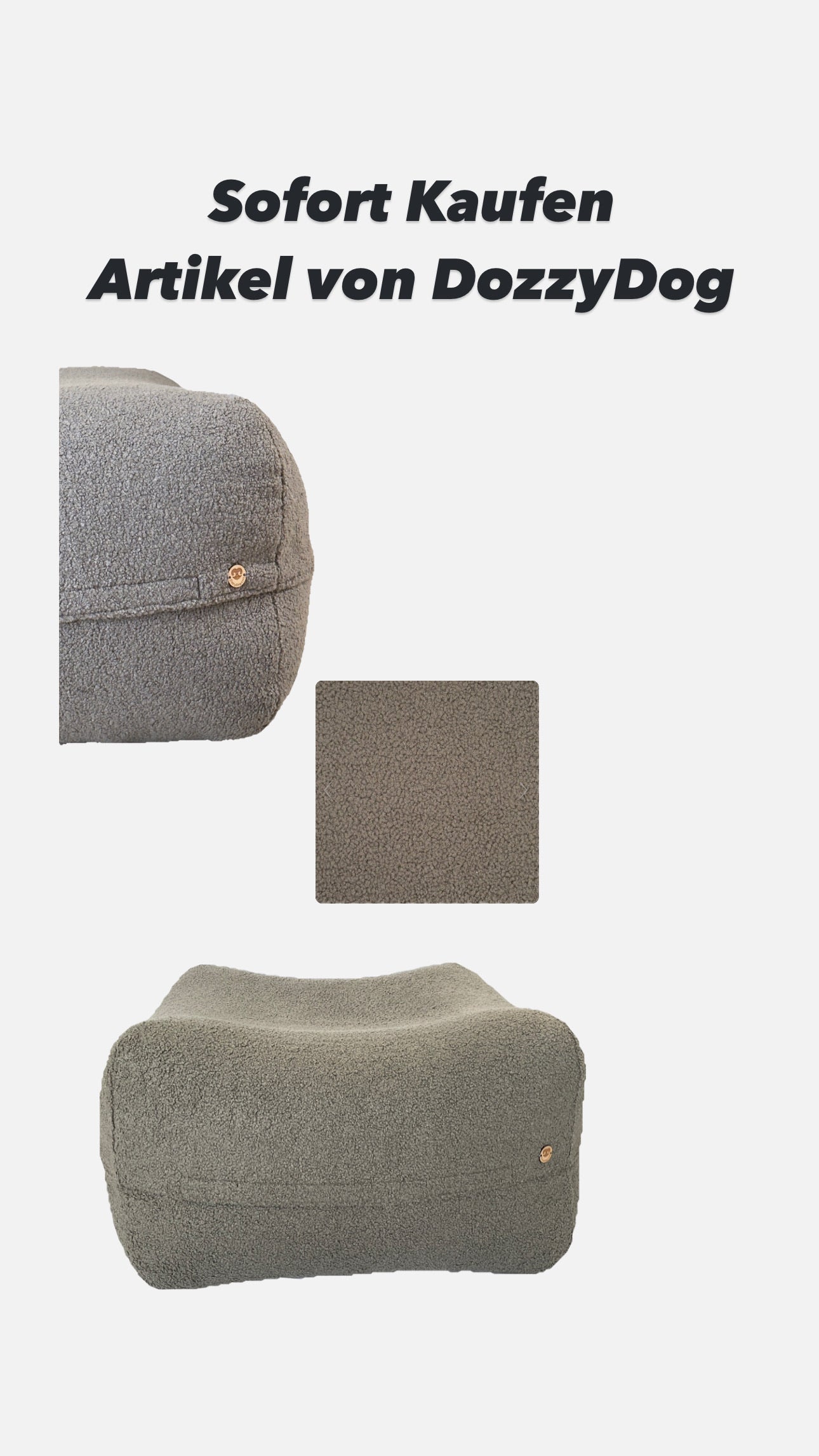 Sale- Dozzy Pouf S - Teddystoff dunkelgrau