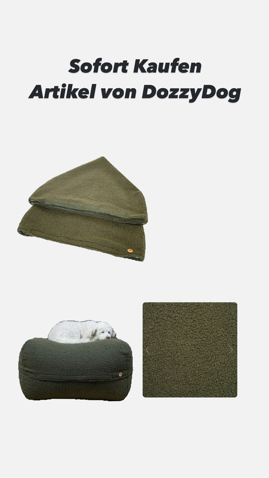 Sale - Bezug für Dozzy Pouf S - Teddystoff Olive/Khaki