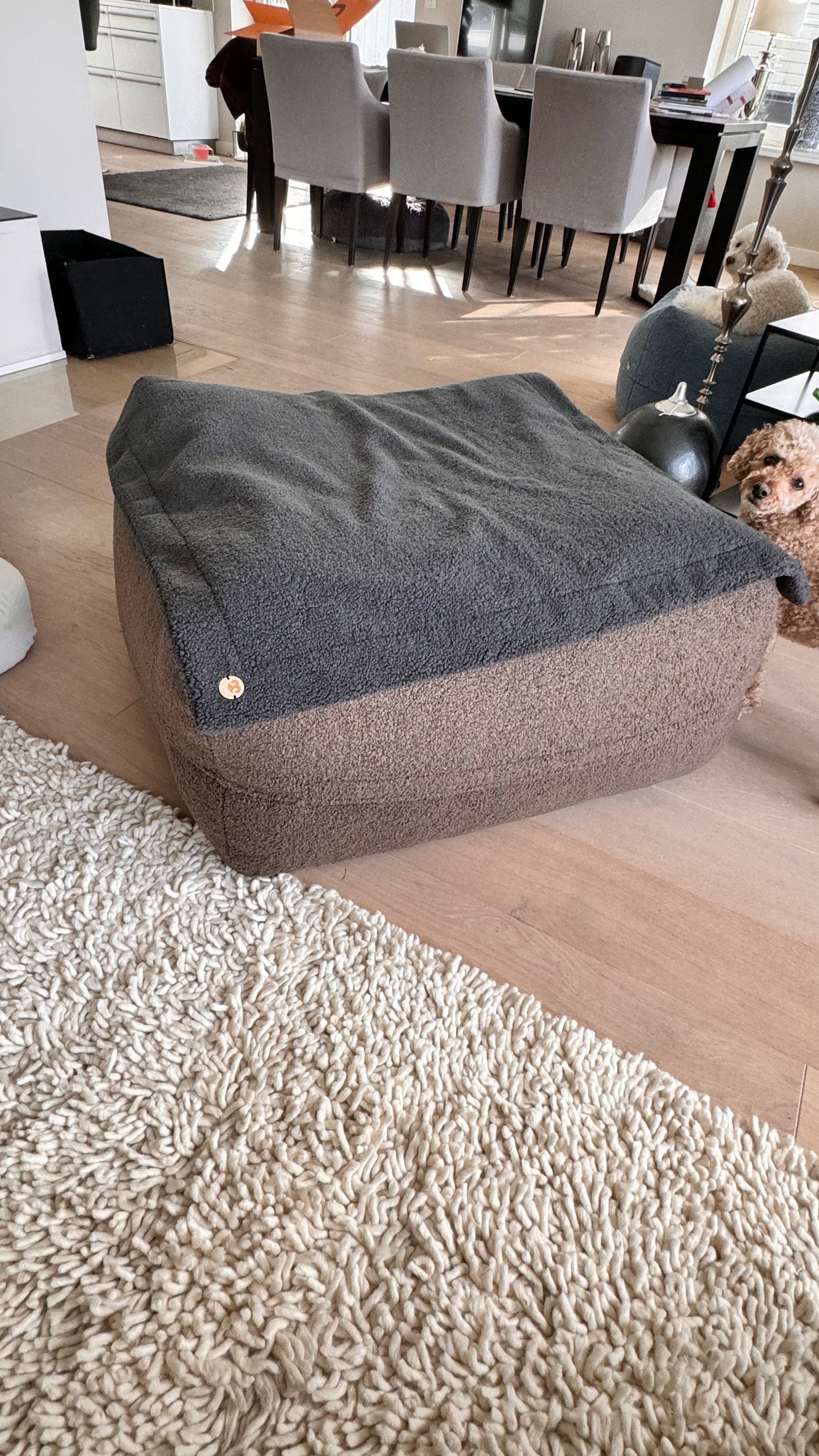 Sale - Bezug für Dozzy Pouf M - Teddystoff Schokobraun