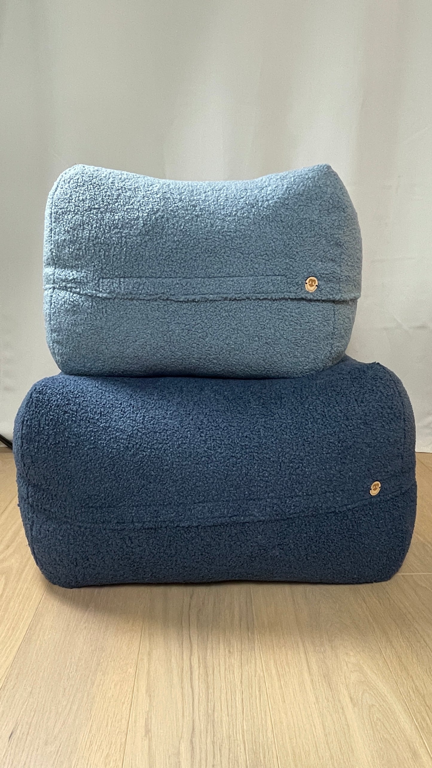 Sale - Bezug für Dozzy Pouf S - Teddystoff dunkelblau