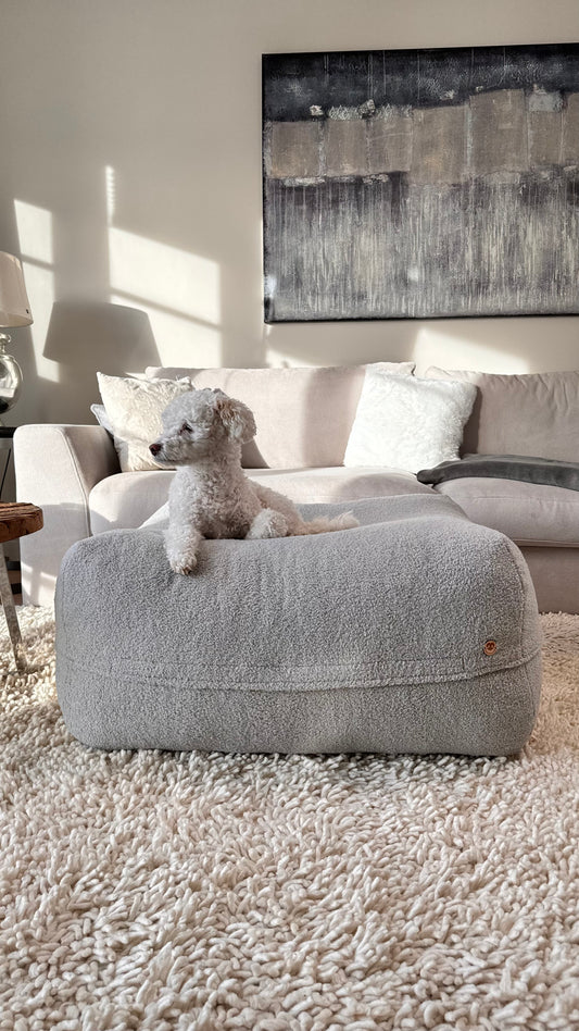 Sale - Bezug für Dozzy Pouf M - Teddystoff hellgrau