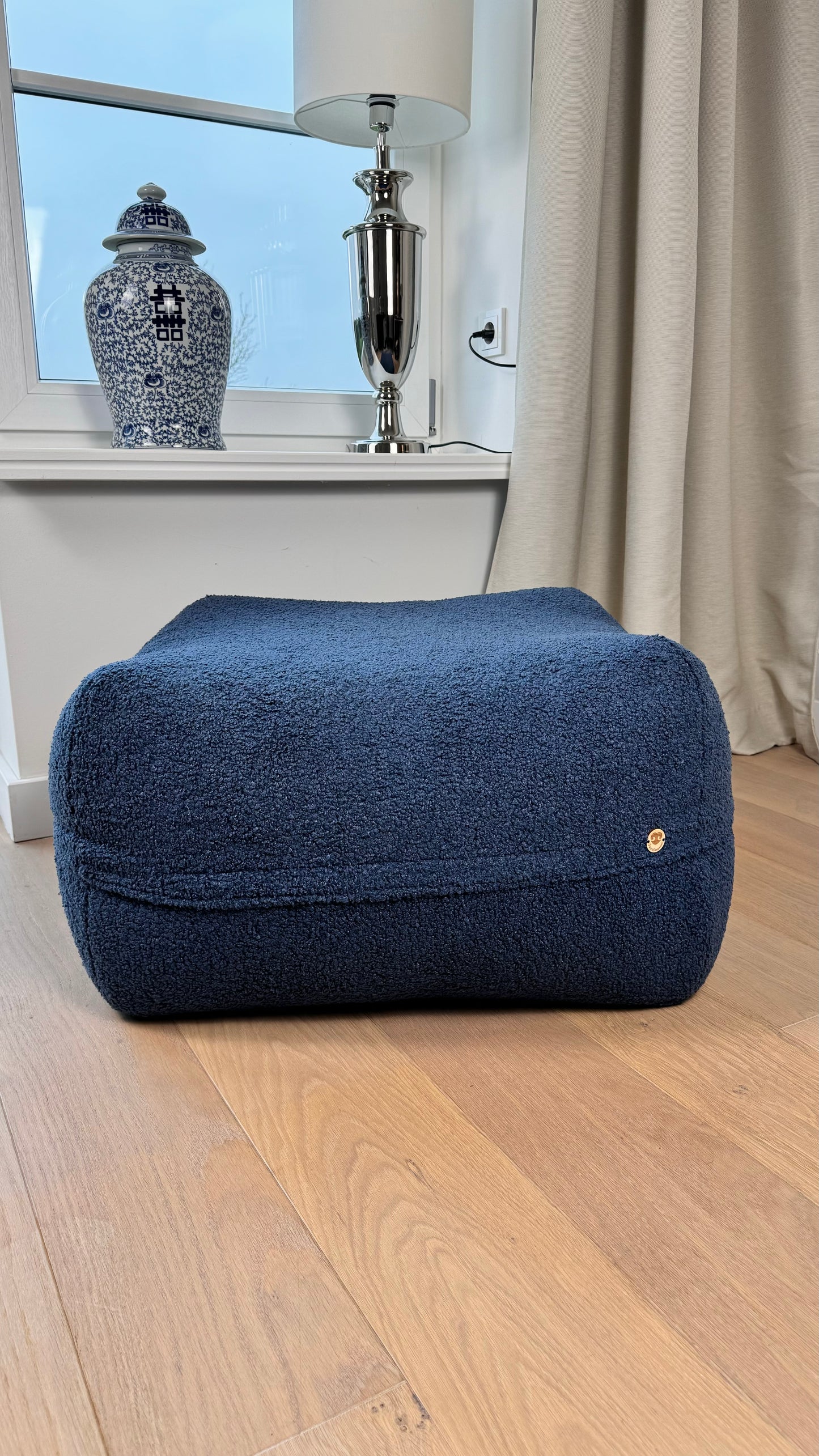 Sale - Dozzy Pouf S - Teddystoff dunkelblau